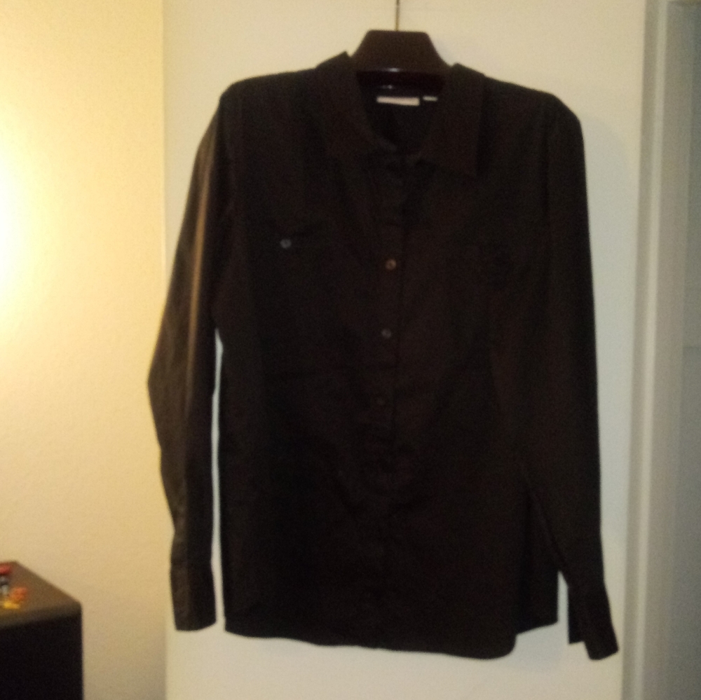 NWOT Susan Graver Black Button Up - Sz XL
